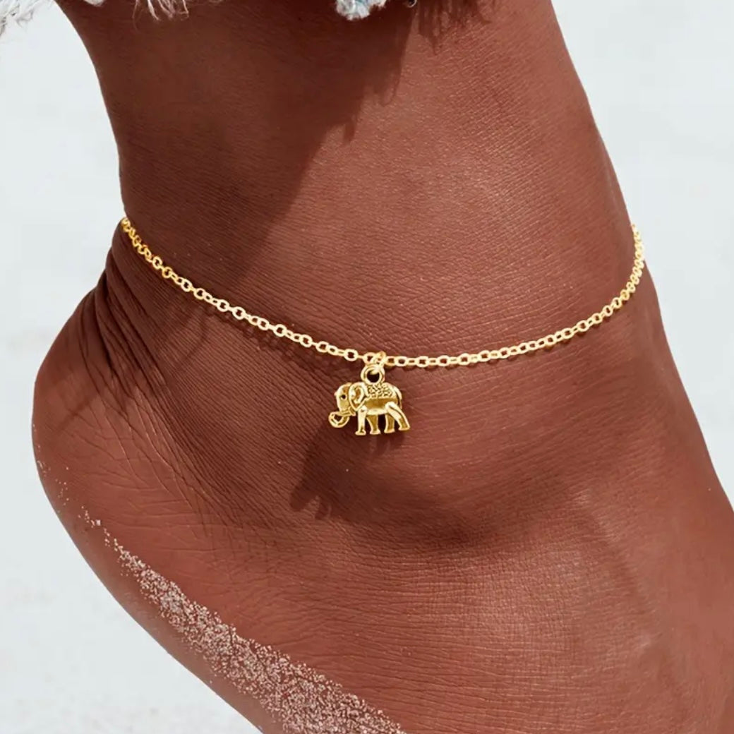 Elephant charm anklet
