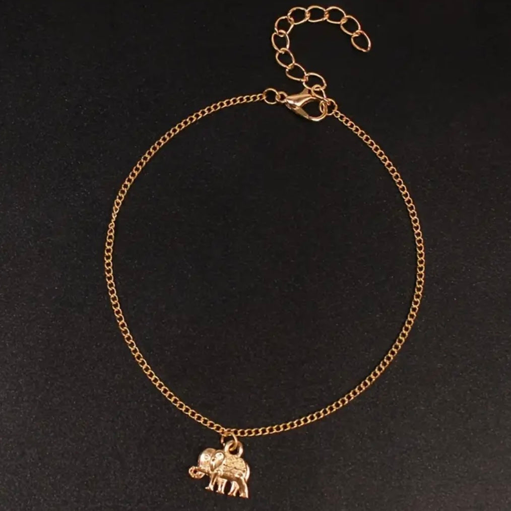 Elephant charm anklet