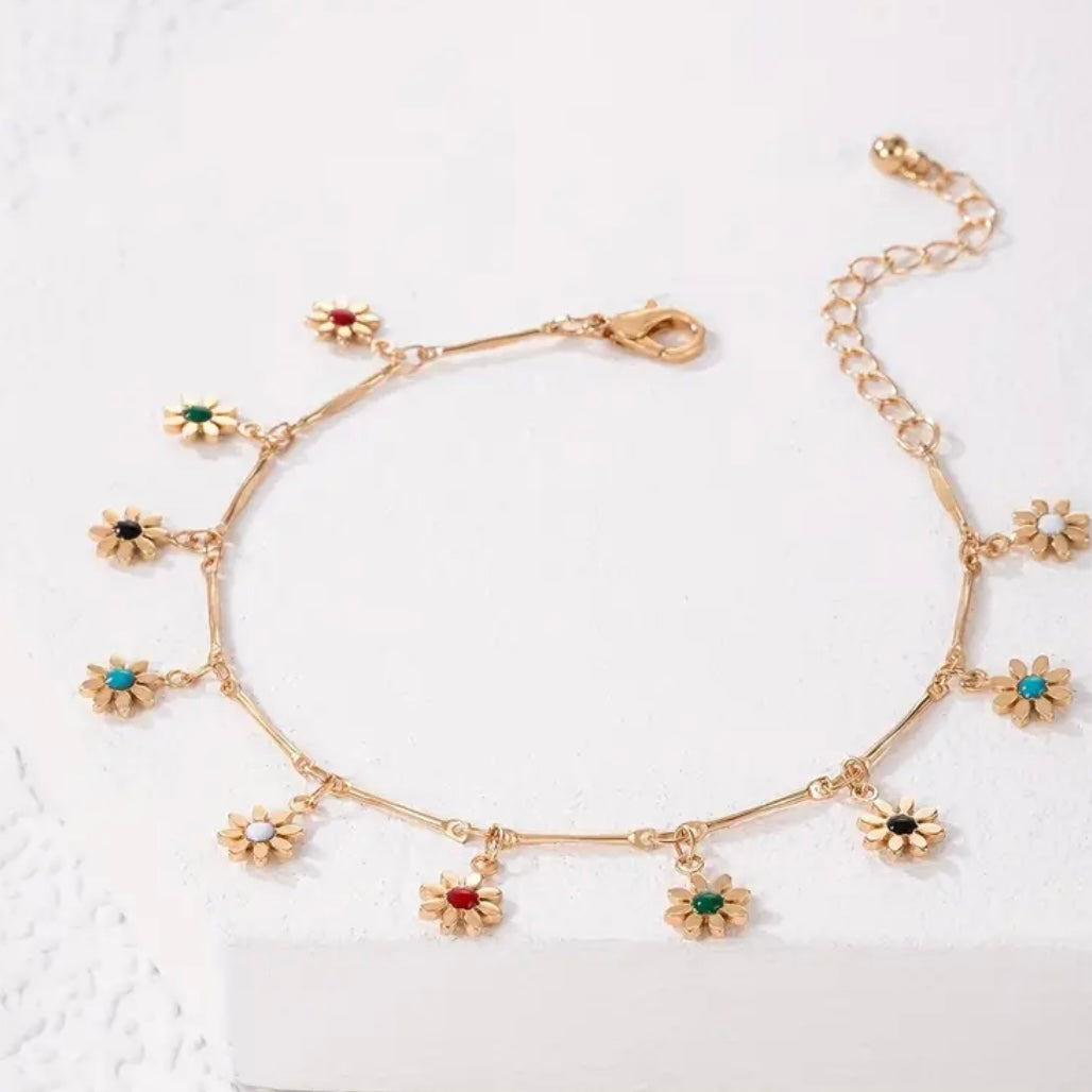 Floral Charm Anklet
