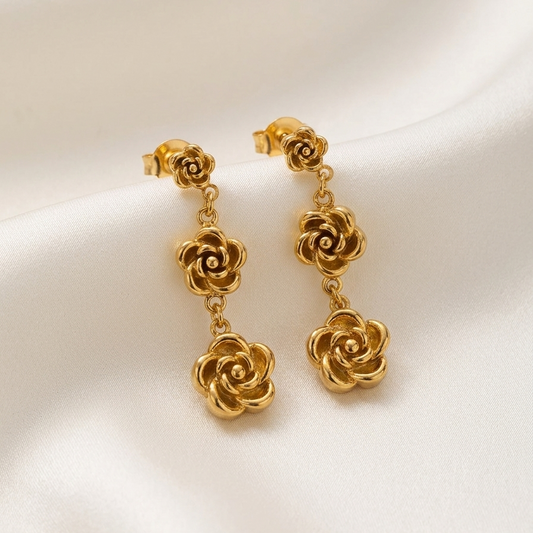 Golden Rose Earings