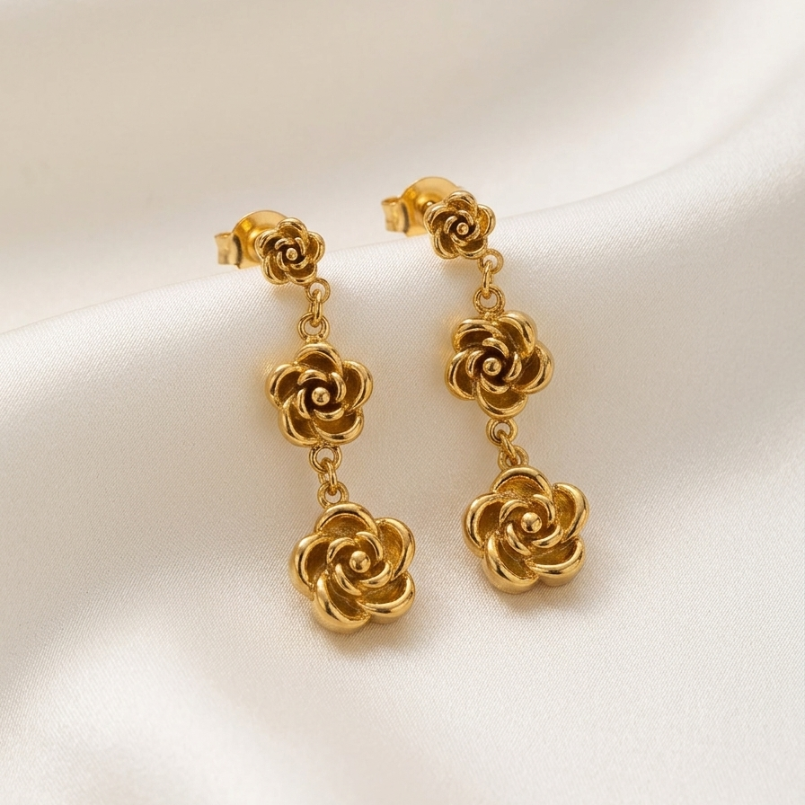 Golden Rose Earings