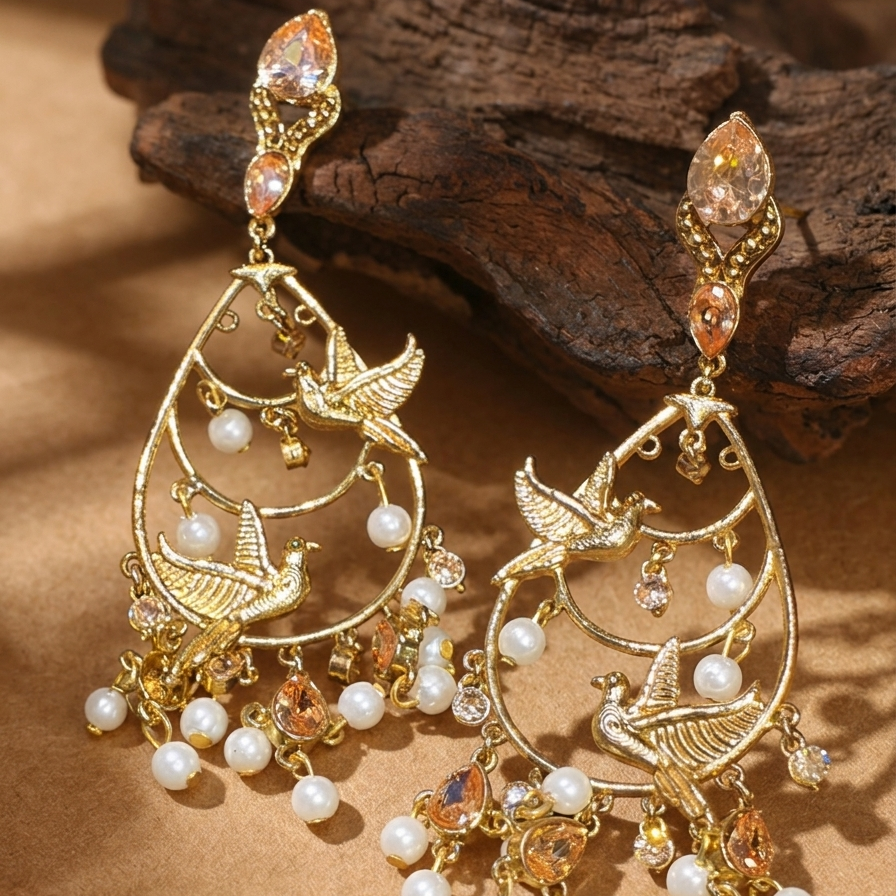 Amber Bird Earings