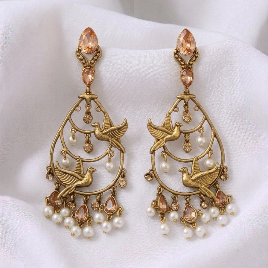 Amber Bird Earings