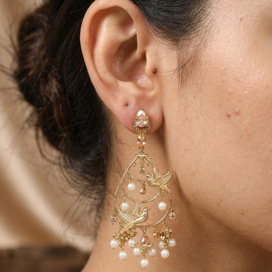 Amber Bird Earings
