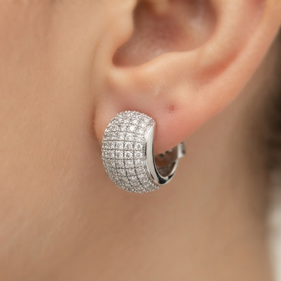 Silver Sphere Hoops