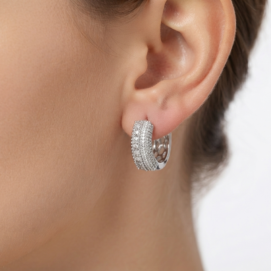 Silver Mesh Hoops