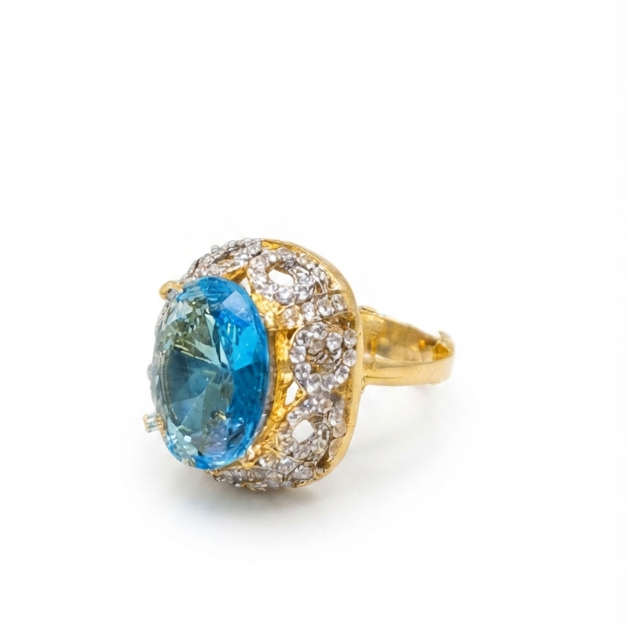 Aqua Crown Ring