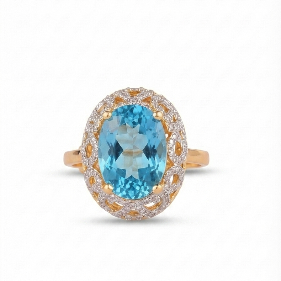Aqua Crown Ring