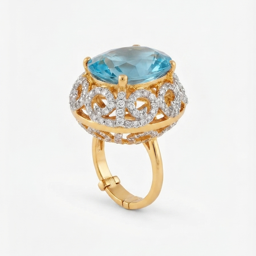 Aqua Crown Ring