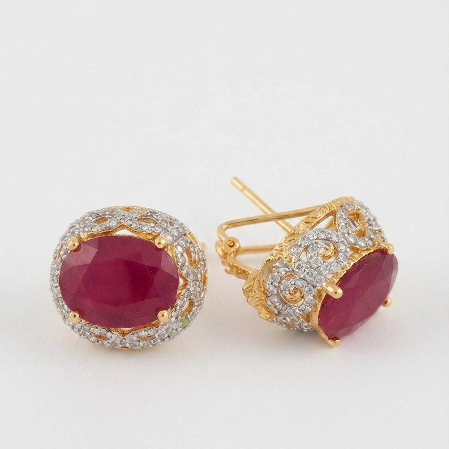 Ruby Crown Studs