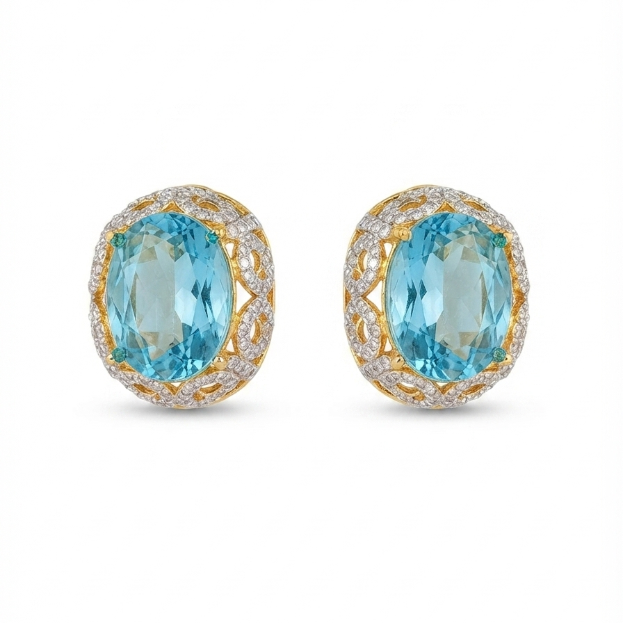 Aqua Crown Studs