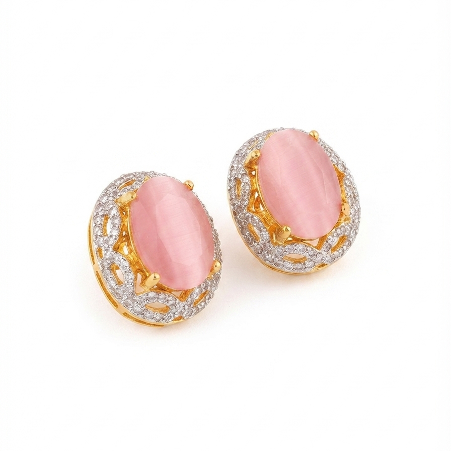 Pink Crown Studs