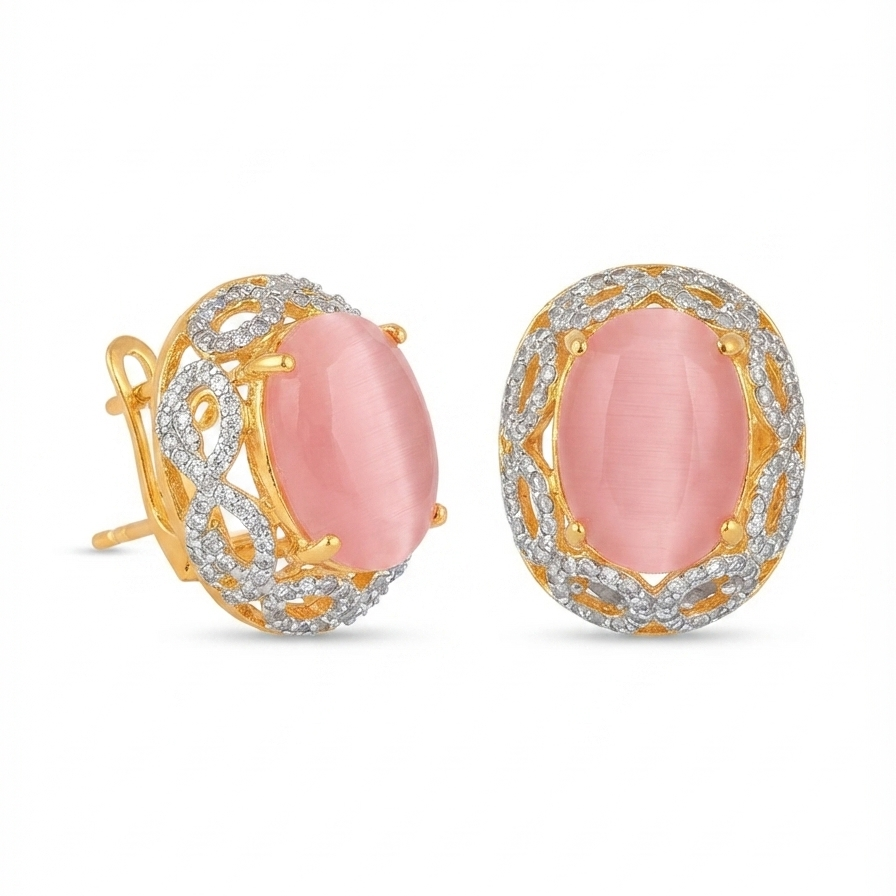 Pink Crown Studs