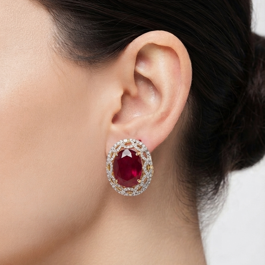 Ruby Crown Studs