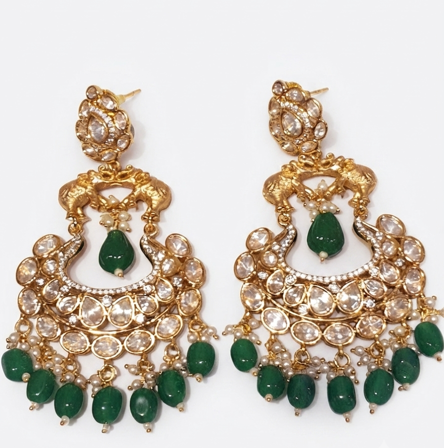 Emerald Polki Maharaj Earrings