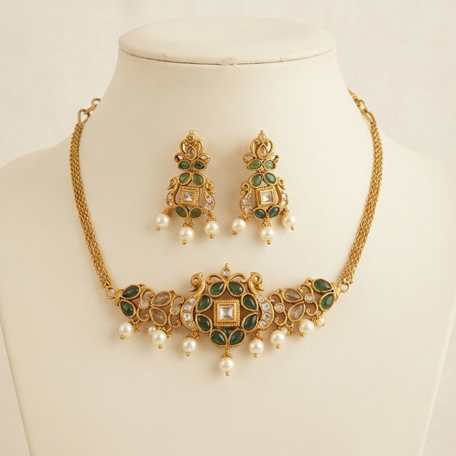 Mahnur Chocker Set -Emerald