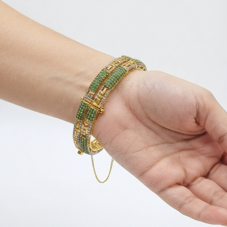 Emerald Gold Maze Bangle