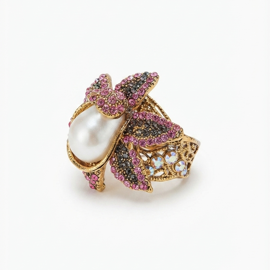 Pink Pearl Bramble Ring