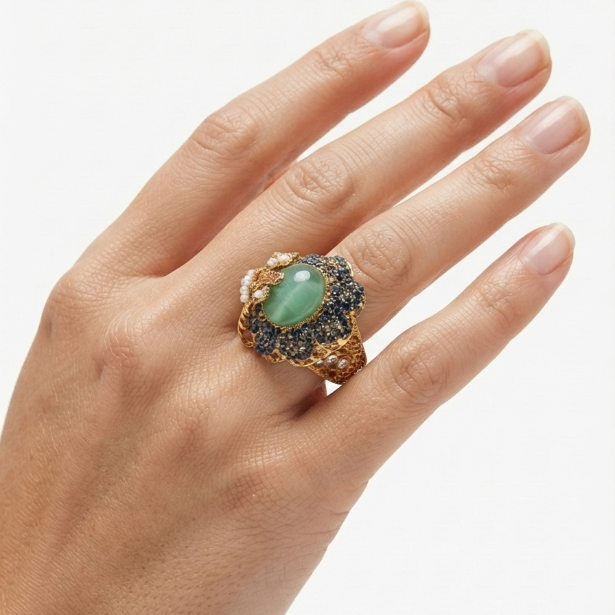 Jade Astral Bloom Ring