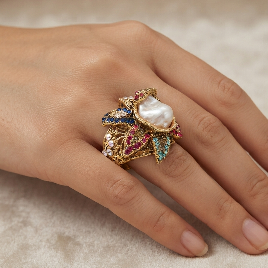 Multi Pearl Bramble Ring