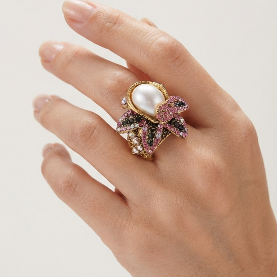 Pink Pearl Bramble Ring
