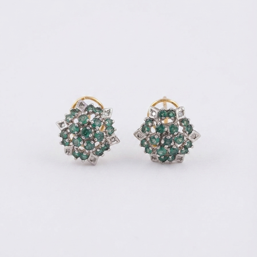 Emerald Polygon Studs