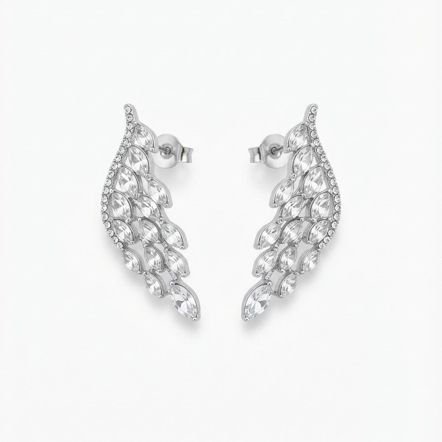 Silver Feather Studs