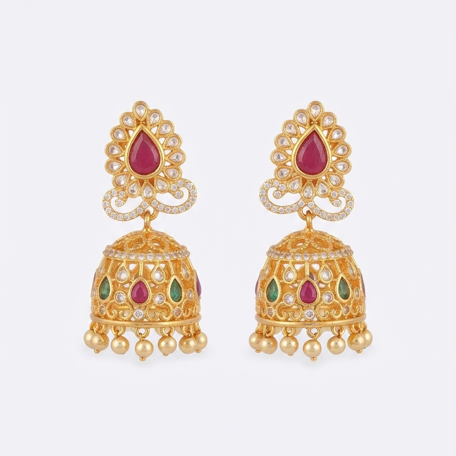 Ruby Polki Jhumkas
