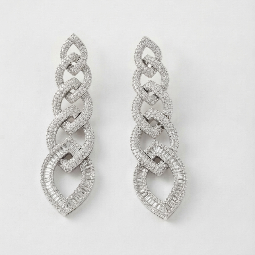 Silver Interlink Earings