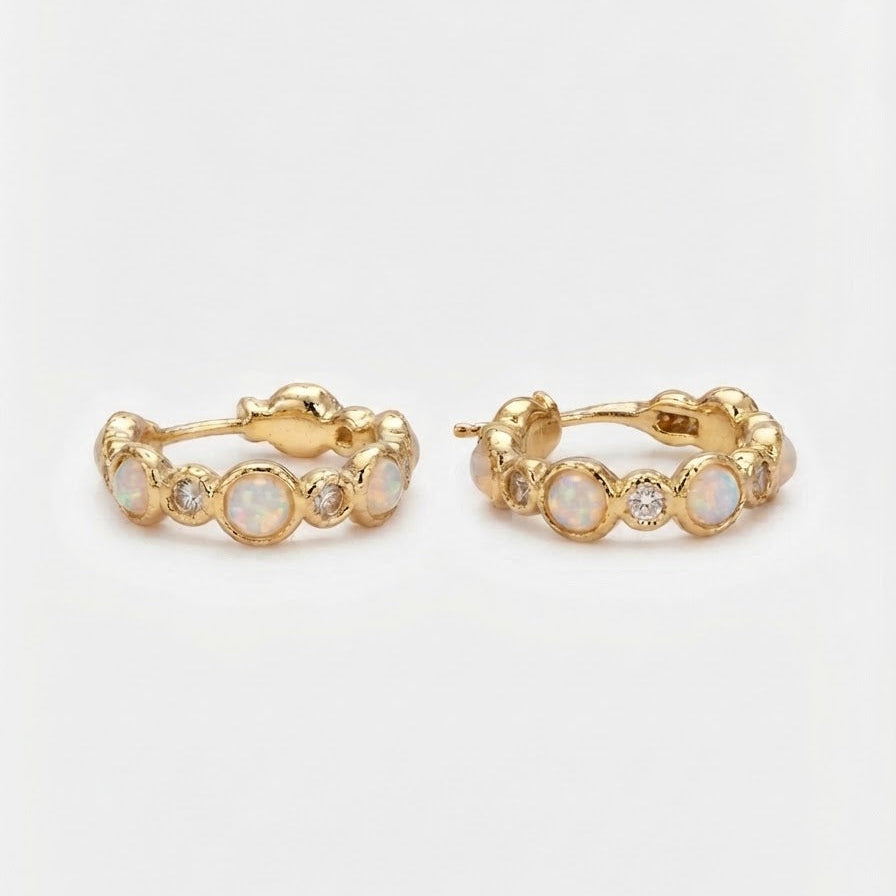 Opal Bezel Hoops