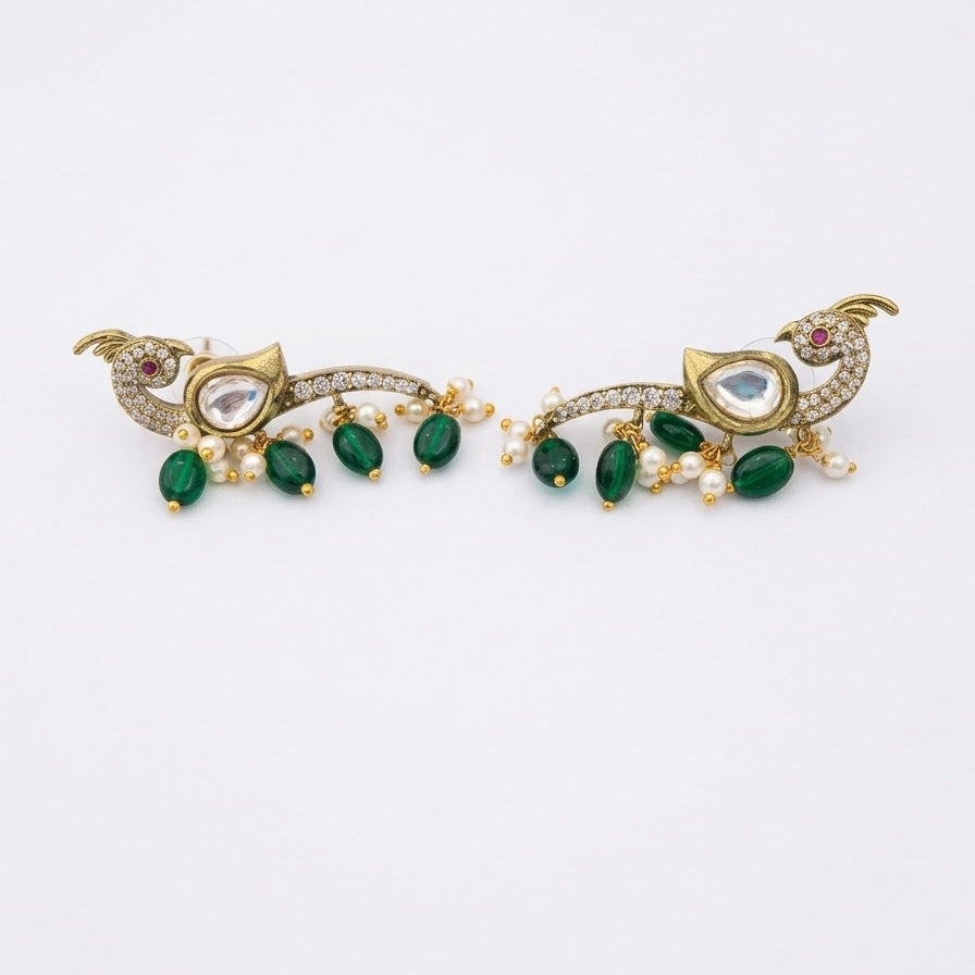 Mor Pearl Studs-Emerald