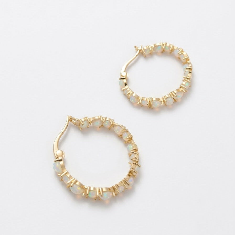 Large Opal Hoops