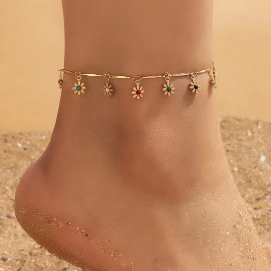 Floral Charm Anklet