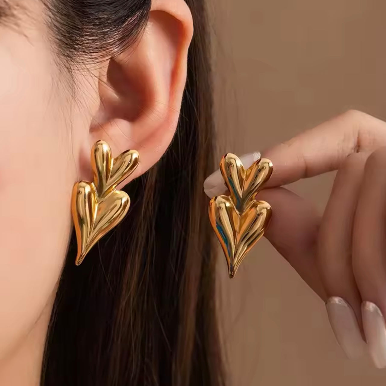 Double Heart Studs