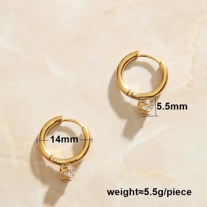 Zircon Drop Hoops - 14mm