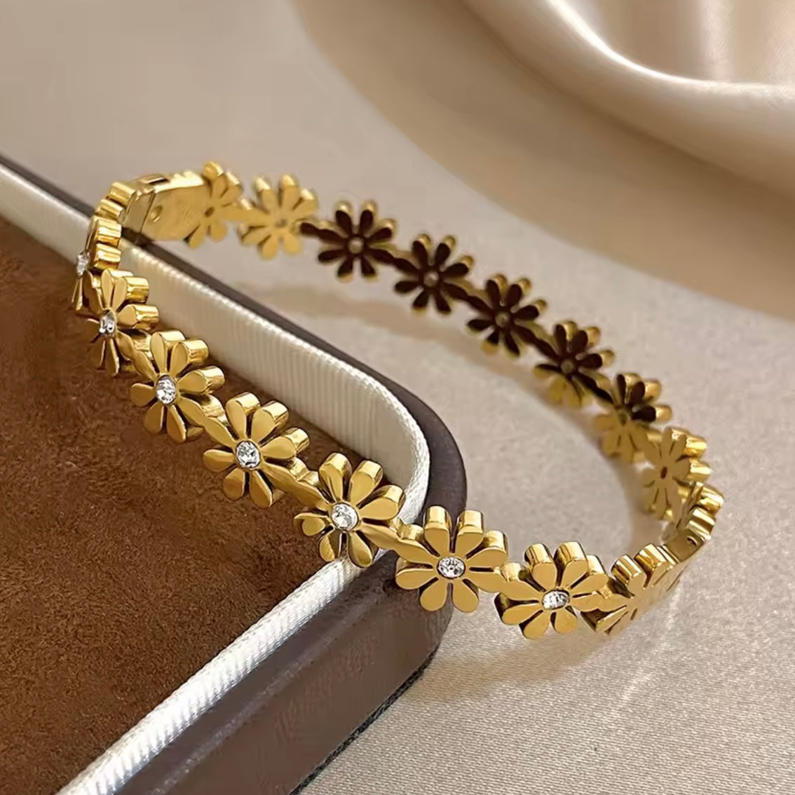 Floral Gold Petal Bangle