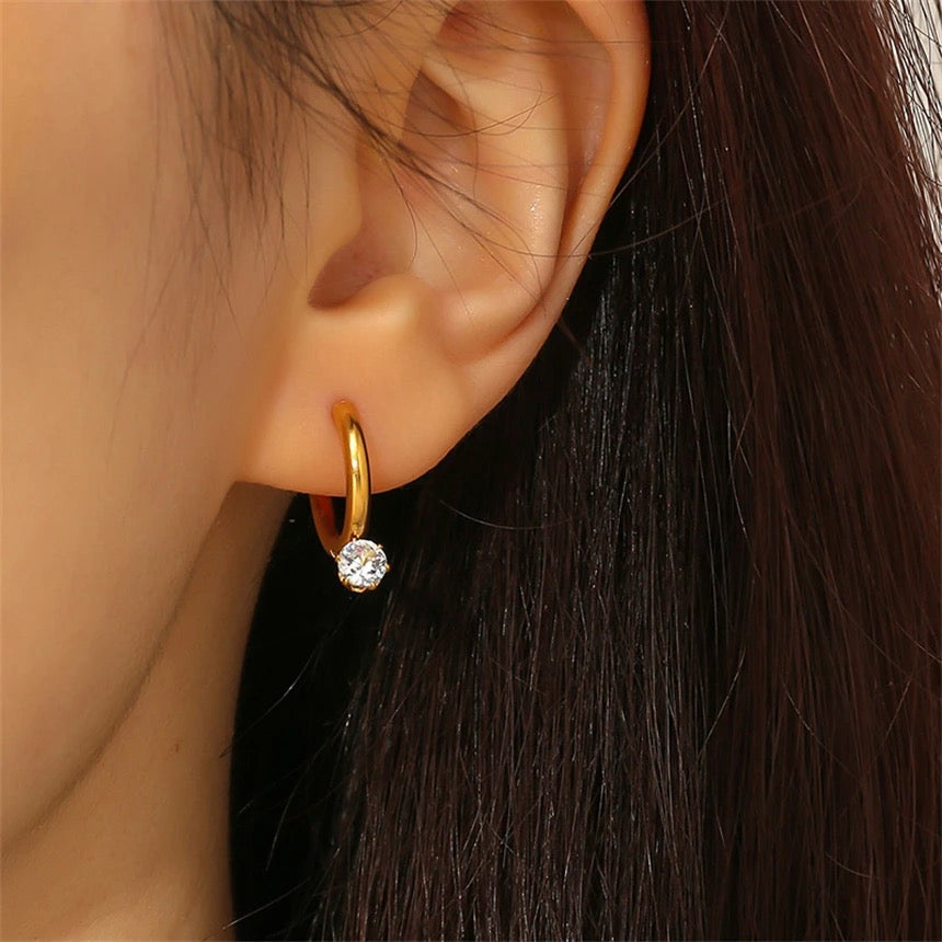 Zircon Drop Hoops - 14mm