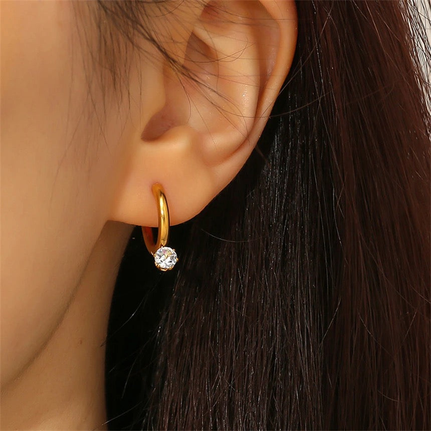 Zircon Drop Hoops - 14mm