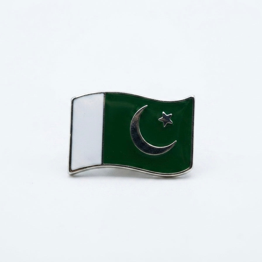 Wavy Flag Pin Silver