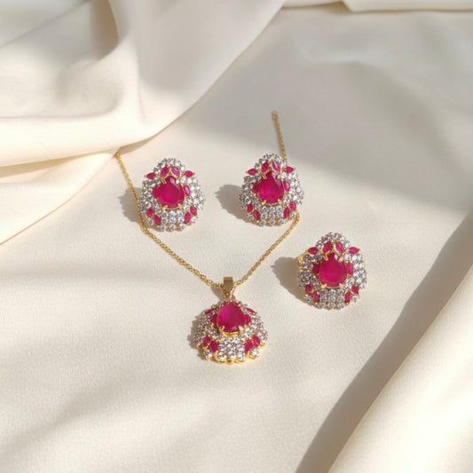 Ovalcone Ruby Pendant Set