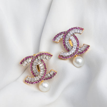 C Zircon Pearl Earrings