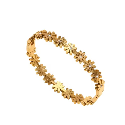 Floral Gold Petal Bangle