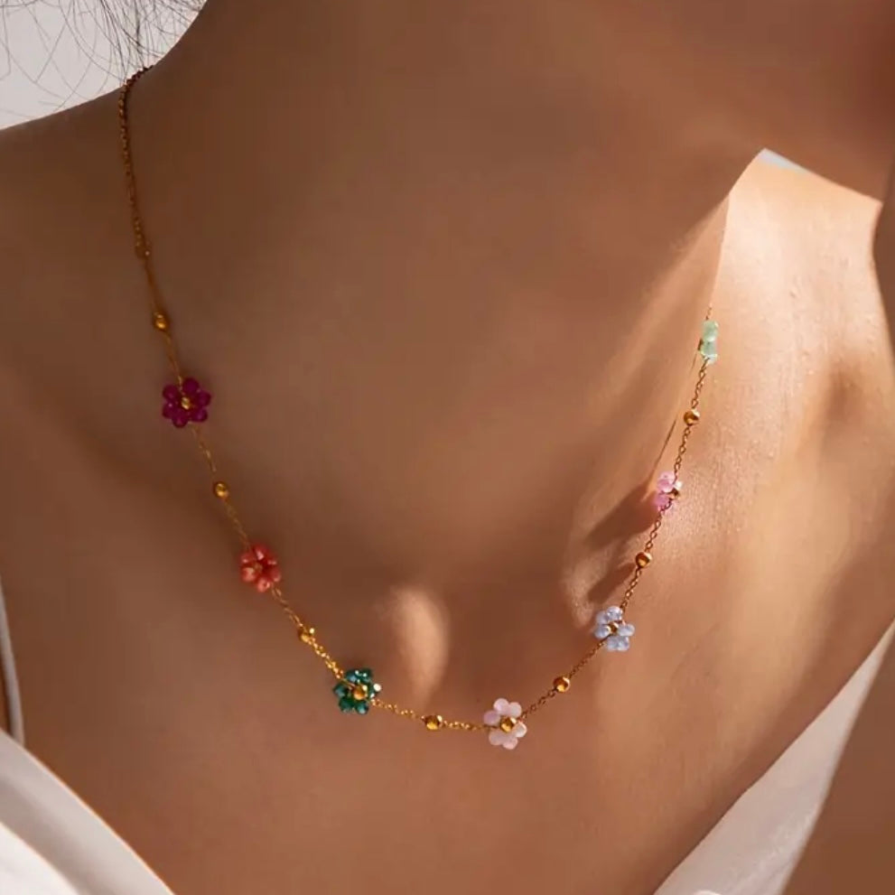 Multi Floral Charm Necklace