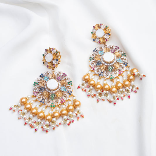 Multi Pearl Long Earrings