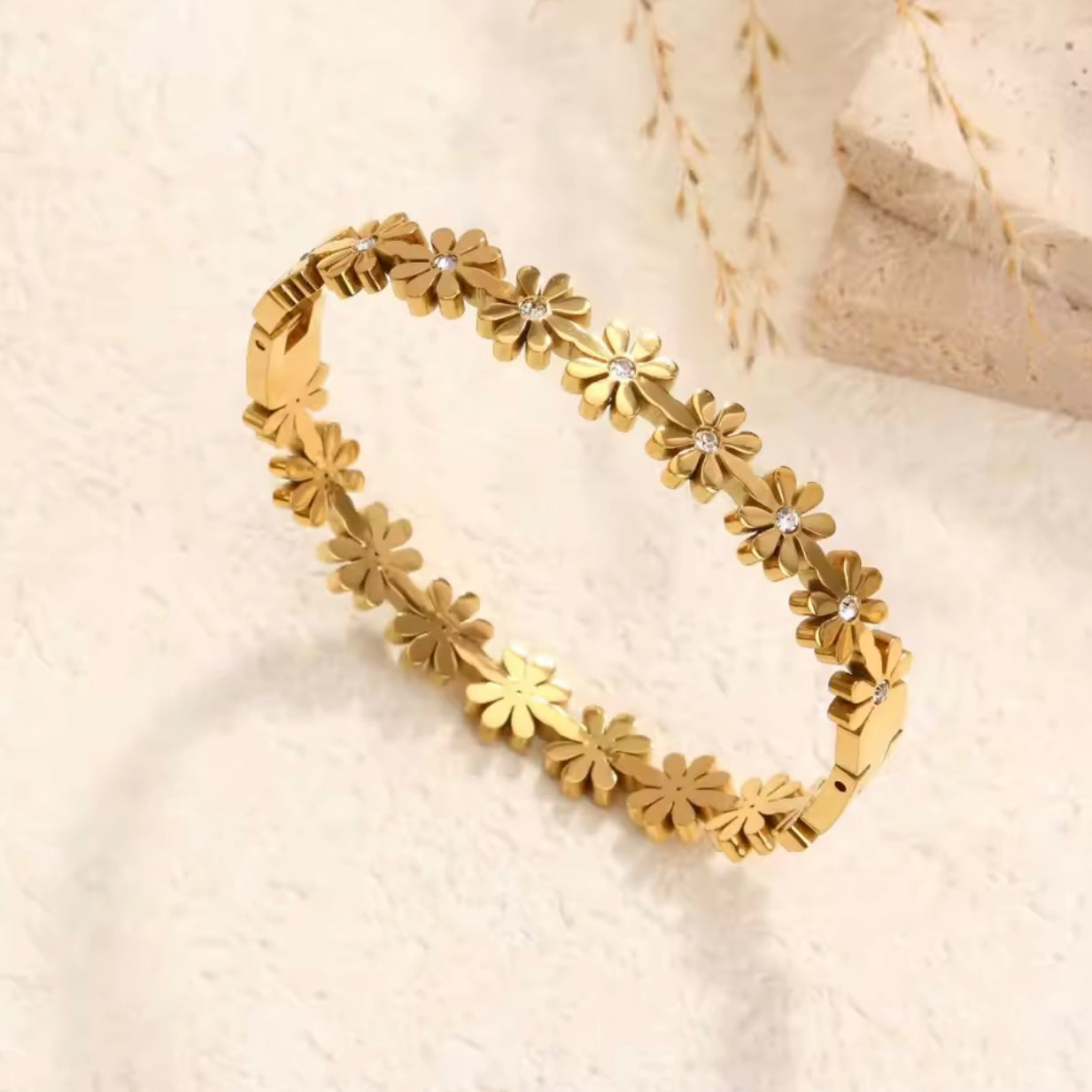 Floral Gold Petal Bangle