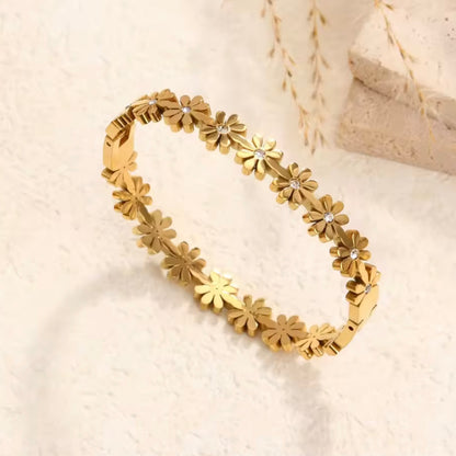Floral Gold Petal Bangle