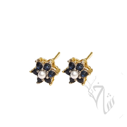 Floral Stud - Sapphire