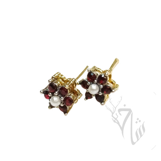 Floral Stud - Ruby