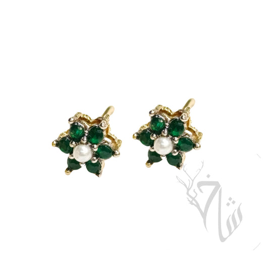 Floral Stud - Emerald