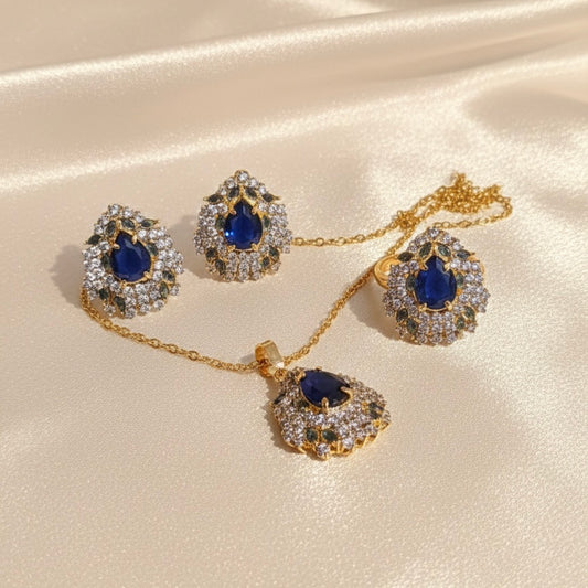 Ovalcone Sapphire Pendant Set